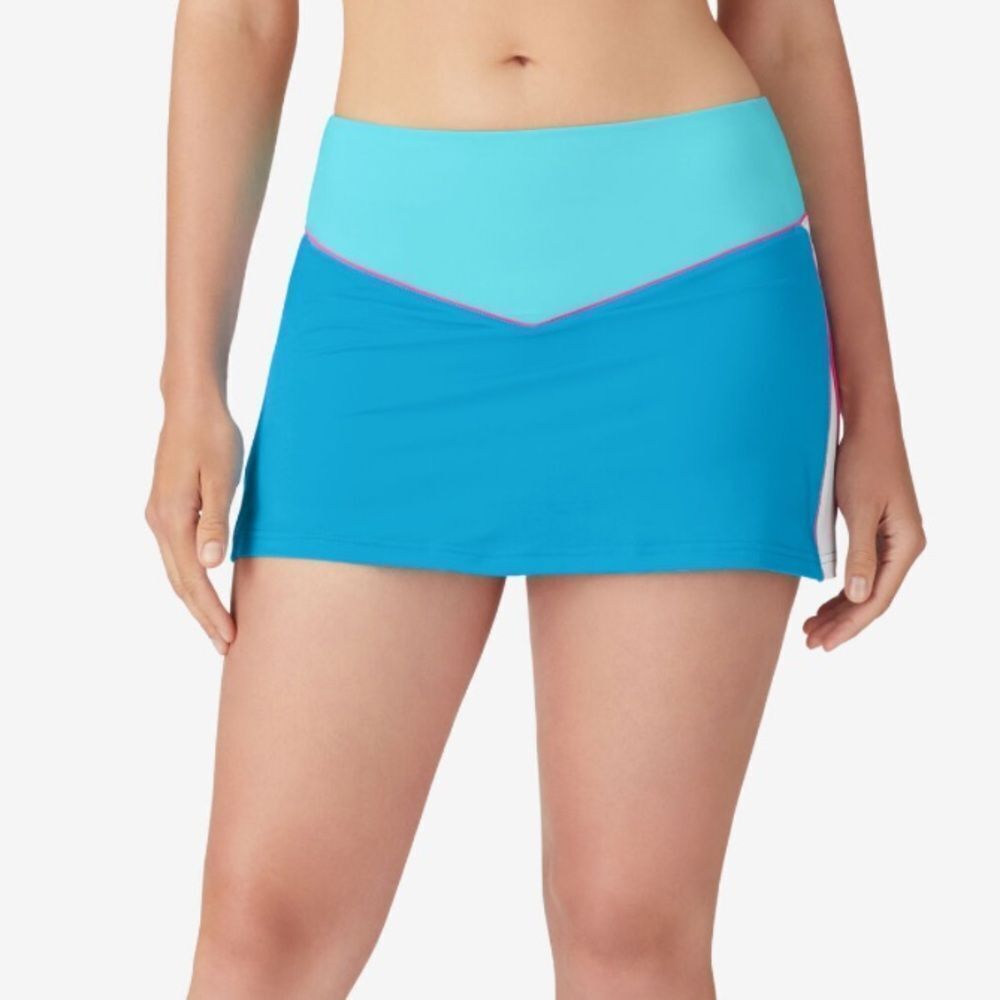 FILA Women's Color Block Tennis Skort Blue Radiance/Hawaiian Ocean XL